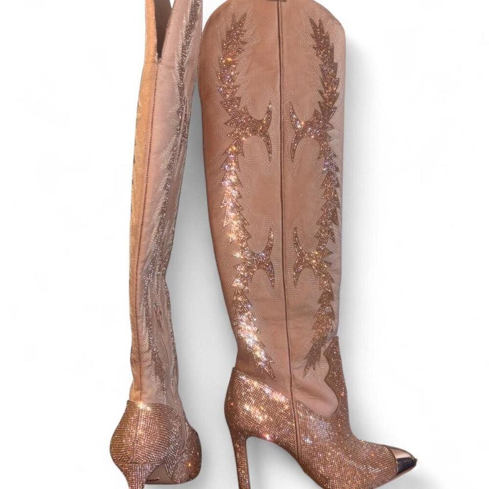 Gianni-bini Women's Gold and Pink Boots - Picture 3 of 7